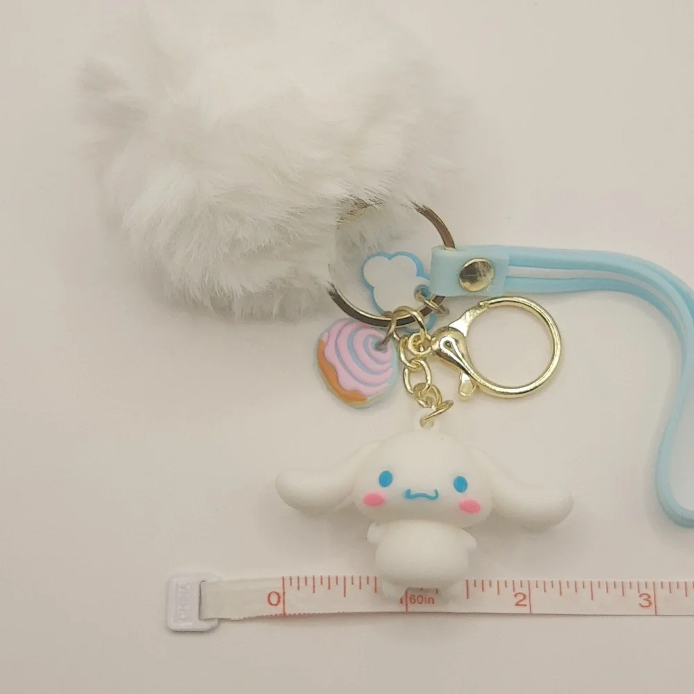 HK Inspired Cinnamoroll  Pom Pom Keychain Bag Pendant Keyring Jewelry NWOT